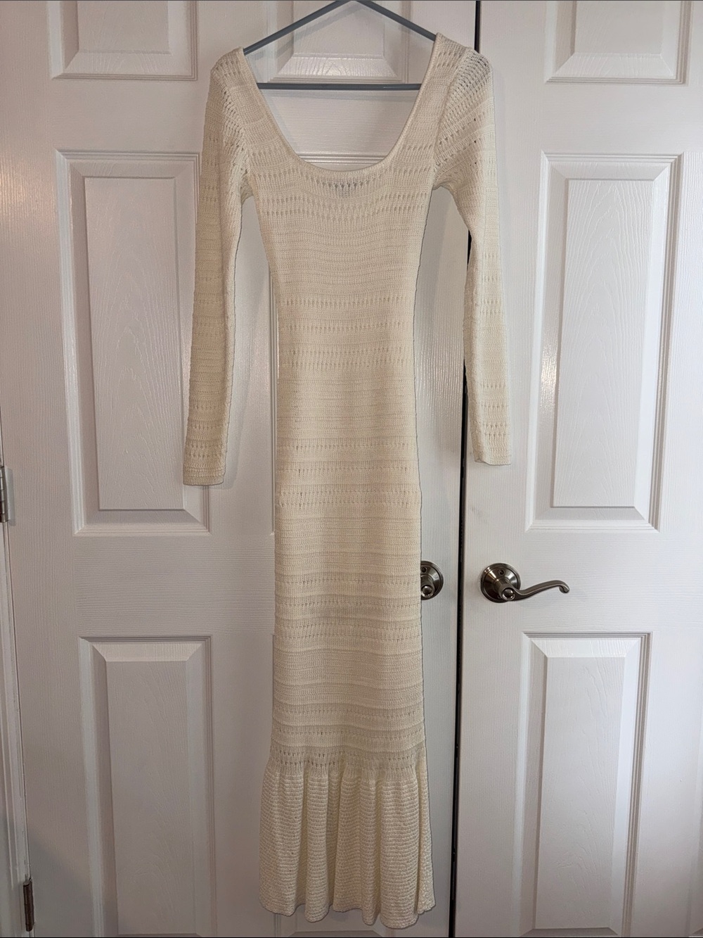 Lulu's Cream Long Sleeve Knit Maxi Dress